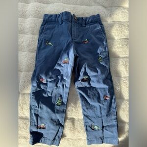 Vineyard Vines Navy Chinos with Fun Embroidery - Christmas holiday print